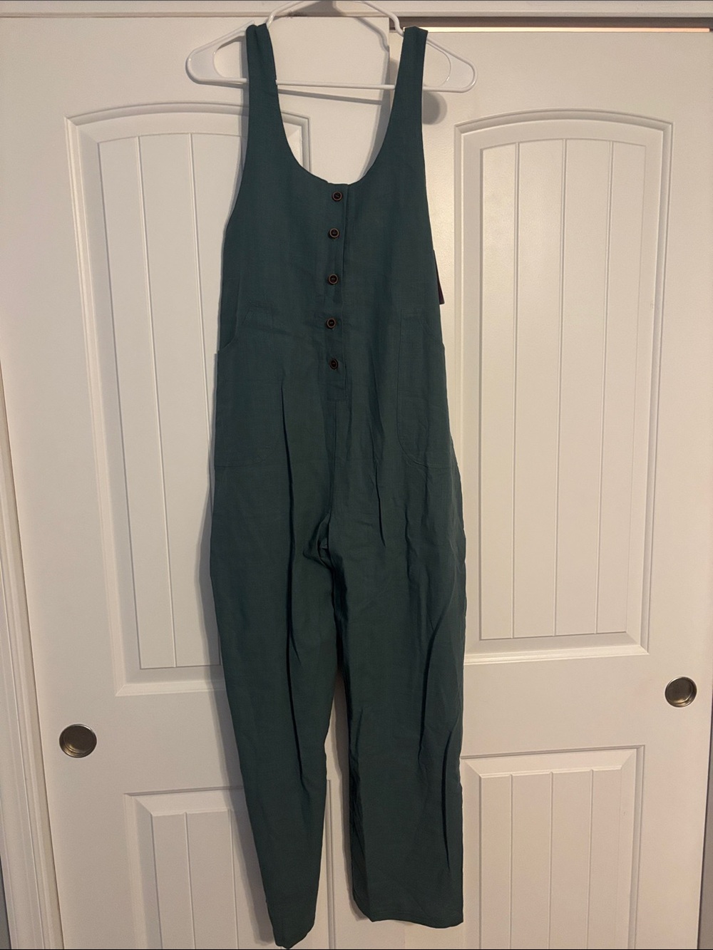 Women’s Forest Green Button-Front Jumpsuit